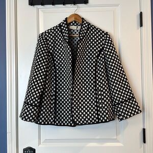 Chico's BLACK & WHITE DOT FLEECE JACKET 2 Open Front